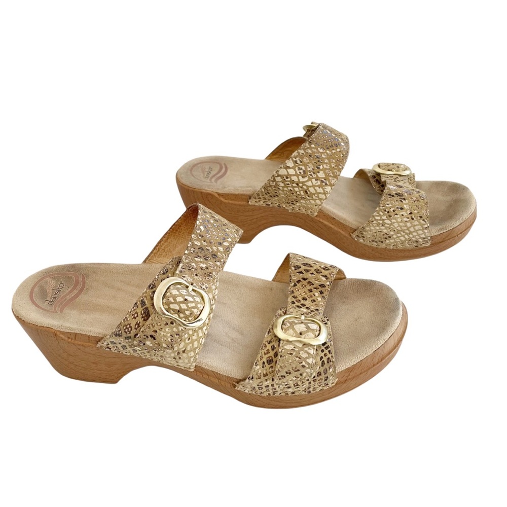 Dansko Sophie Leather Snake Print Sandals 10.5